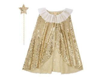 Verkleedset gouden glitter cape en toverstaf (2st) Meri Meri