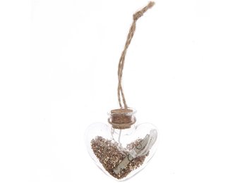 Kersthanger glazen hart met gouden glitters