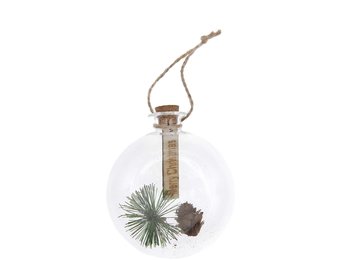 Kersthanger glas met dennentak en dennenappel