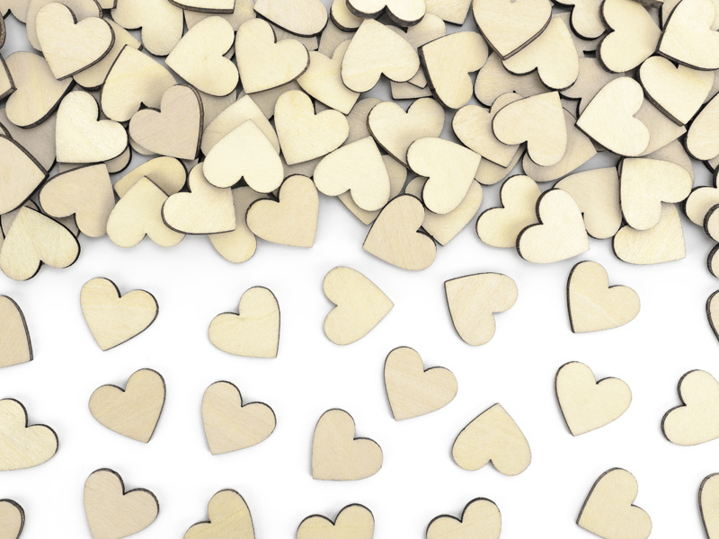 Confetti houten hartjes (50st)