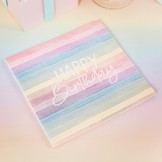 Servetten Eco Rainbow pastel Happy Birthday (16st) Hootyballoo