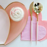 Pink  heart servetten groot (20st) Meri Meri