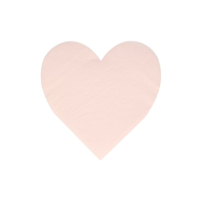 Pink  heart servetten groot (20st) Meri Meri
