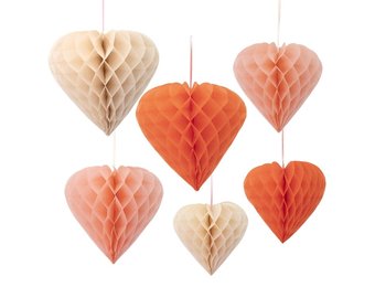 Honeycomb Hearts decoratie set (6st) Meri Meri