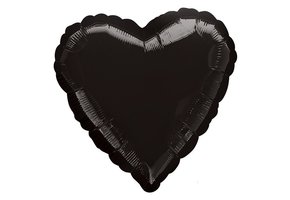 Folieballon hart zwart (45cm)