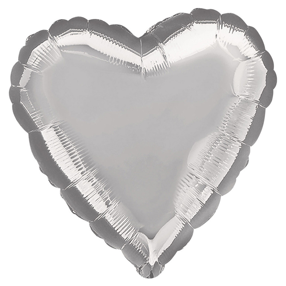 Folieballon hart zilver (45cm)