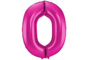 Folieballon cijfer 0 fuchsia (86 cm)