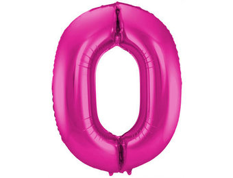 Folieballon cijfer 0 fuchsia (86 cm)
