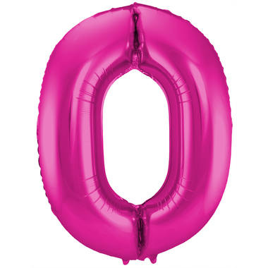 Folieballon cijfer 0 fuchsia (86 cm)
