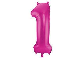 Folieballon cijfer 1 fuchsia (86 cm)