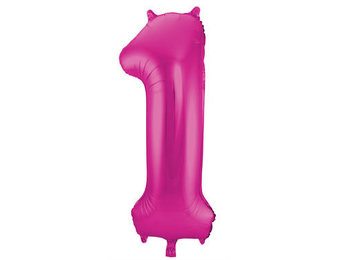 Folieballon cijfer 1 fuchsia (86 cm)