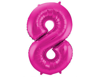 Folieballon cijfer 8 fuchsia (86 cm)