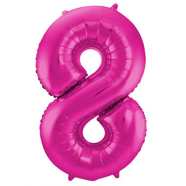 Folieballon cijfer 8 fuchsia (86 cm)