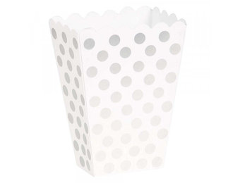 Popcorn bakjes zilver polka dot (8st)