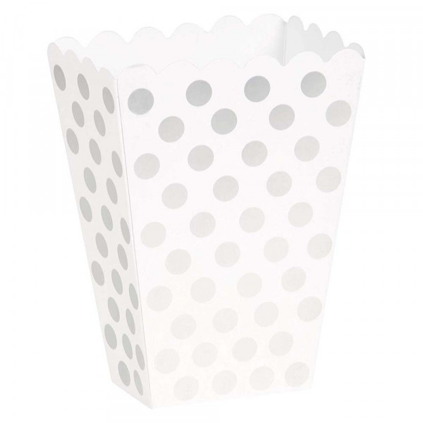 Popcorn bakjes zilver polka dot (8st)