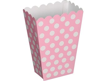 Popcorn bakjes polka dot roze (8st)