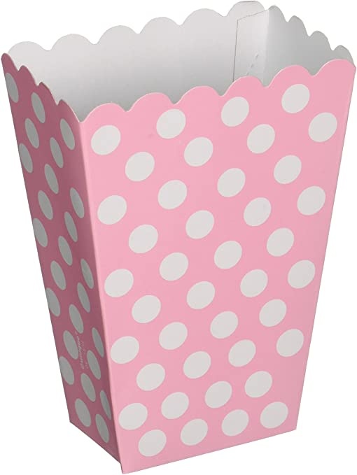 Popcorn bakjes polka dot roze (8st)