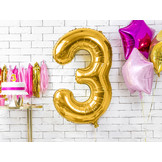 Cijferballon 3 goud (86 cm)