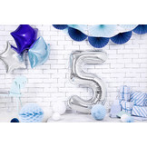 Folieballon cijfer 5 zilver (86cm)