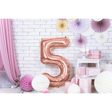 Folie cijferballon 5 roségoud (86 cm)