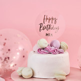 Gepersonaliseerde taarttopper acryl roségoud met letter stickers Hootyballoo