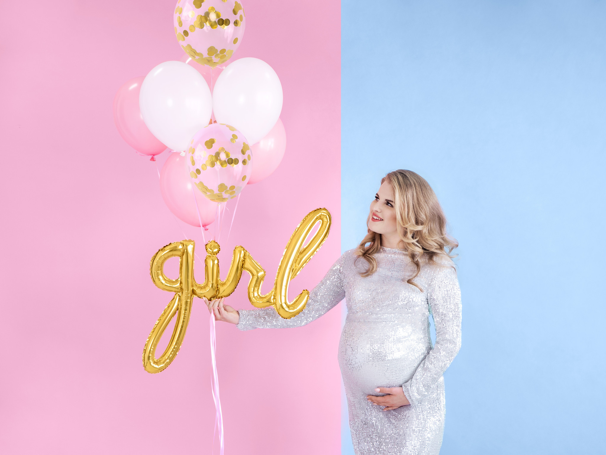 Folieballon script girl goud (77cm)