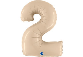 Cijfer Folieballon satin 2 crème (100 cm)