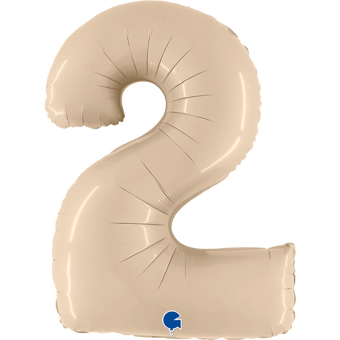 Cijfer Folieballon satin 2 crème (100 cm)