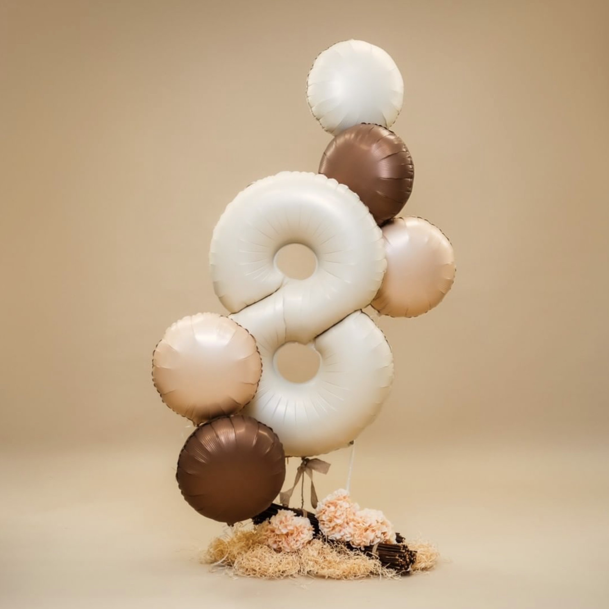 Cijfer Folieballon satin 3 crème (100 cm)