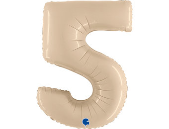 Cijfer Folieballon satin 5 crème (100 cm)