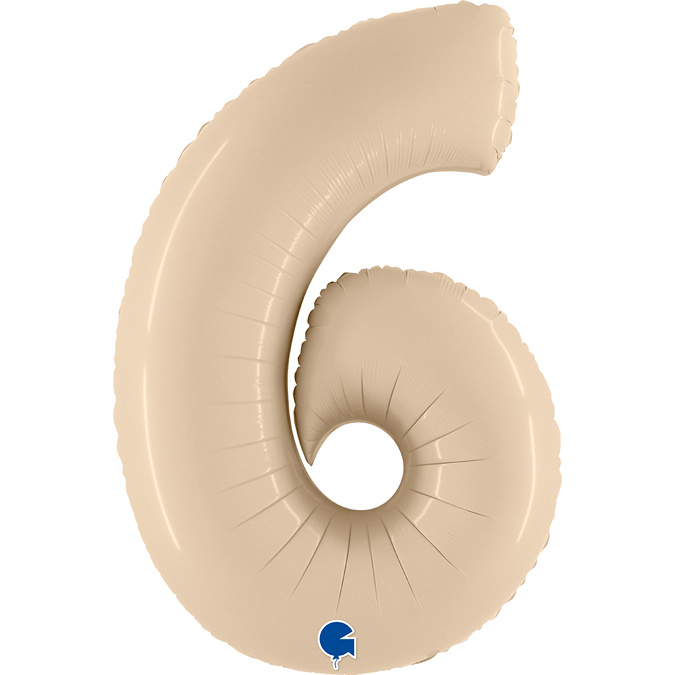 Cijfer Folieballon satin 6 crème (100 cm)