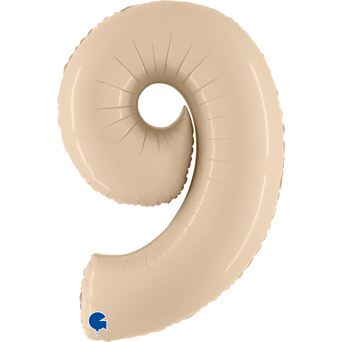 Cijfer Folieballon satin 9 crème (100 cm)