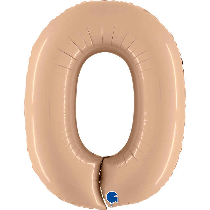 Cijfer Folieballon satin 0 nude (100 cm)