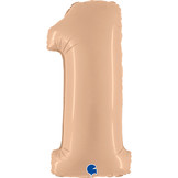 Cijfer Folieballon satin 1 nude (100 cm)