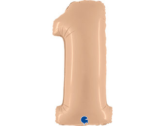 Cijfer Folieballon satin 1 nude (100 cm)