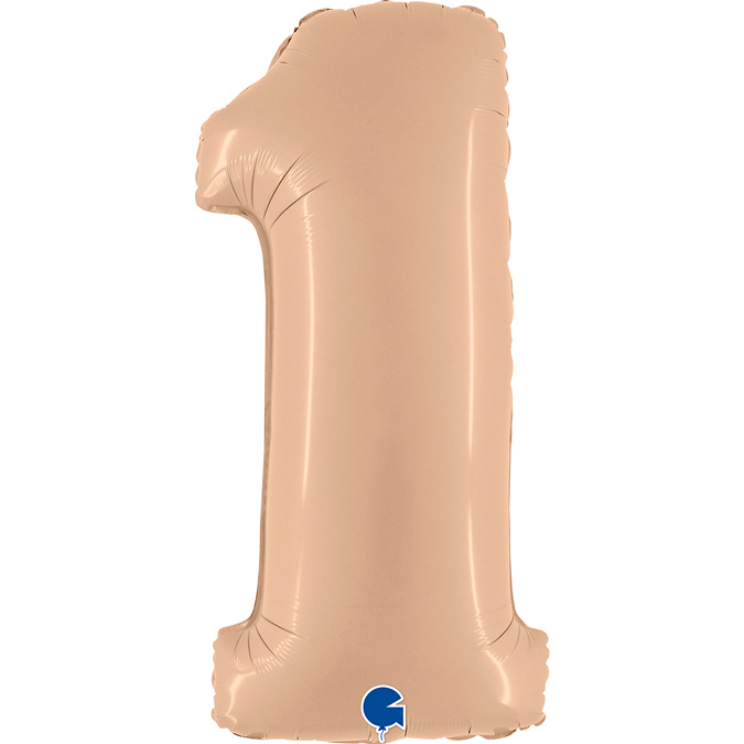 Cijfer Folieballon satin 1 nude (100 cm)