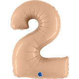 Cijfer Folieballon satin 2 nude (100 cm)