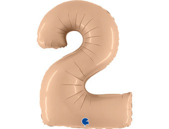 Cijfer Folieballon satin 2 nude (100 cm)