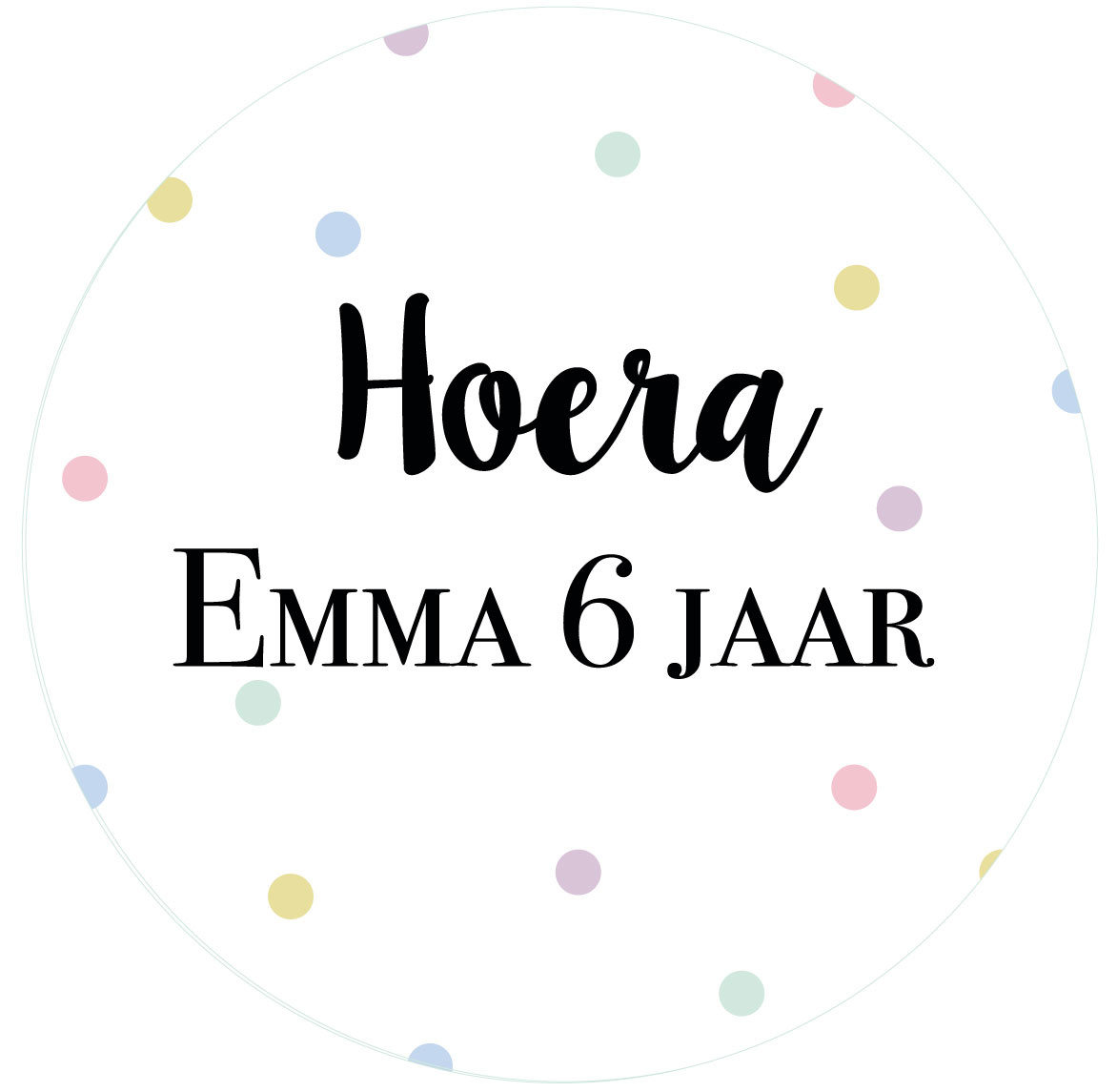 Etiket rond pastel dots (5st)