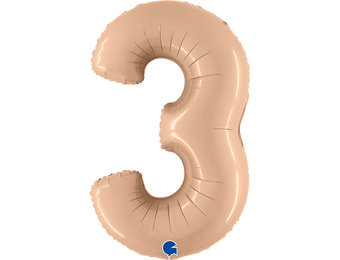 Cijfer Folieballon satin 3 nude (100 cm)