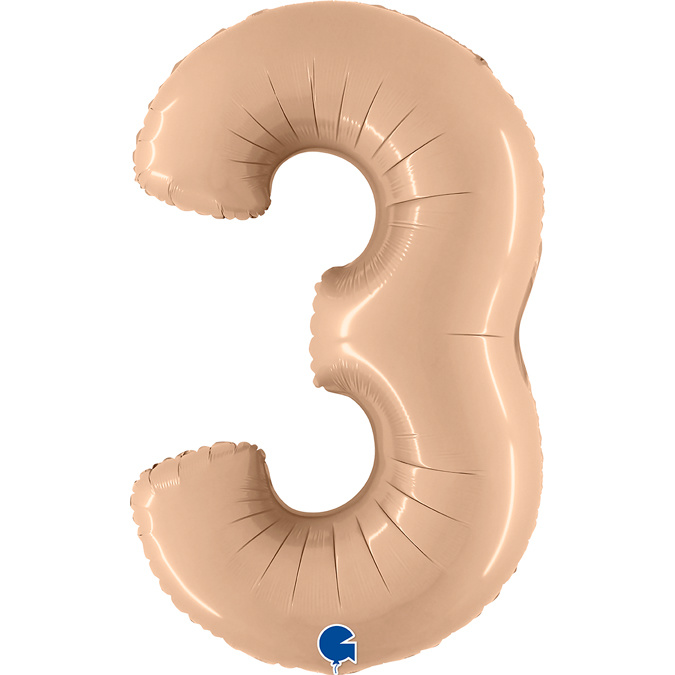 Cijfer Folieballon satin 3 nude (100 cm)