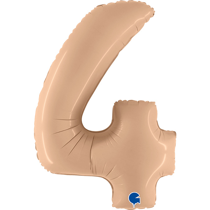 Cijfer Folieballon satin 4 nude (100 cm)