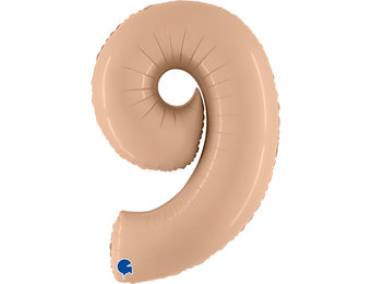 Cijfer Folieballon satin 9 nude (100 cm)