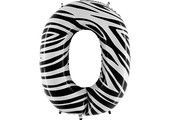 Cijfer Folieballon zebra 0  (100 cm)