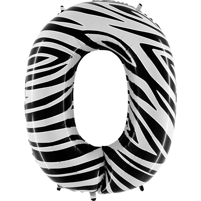 Cijfer Folieballon zebra 0  (100 cm)