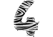 Cijfer Folieballon zebra 4 (100 cm)