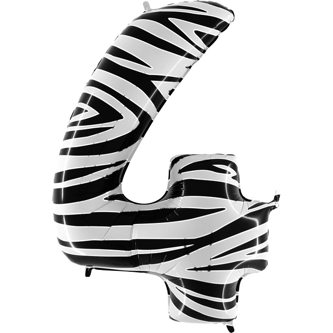 Cijfer Folieballon zebra 4 (100 cm)