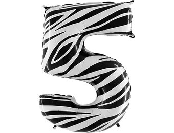 Cijfer Folieballon zebra 5 (100 cm)