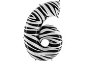 Cijfer Folieballon zebra 6 (100 cm)