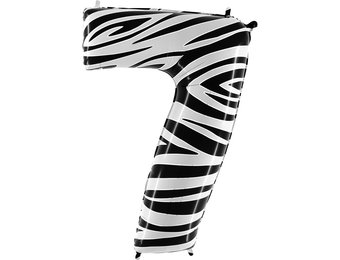 Cijfer Folieballon zebra 7 (100 cm)
